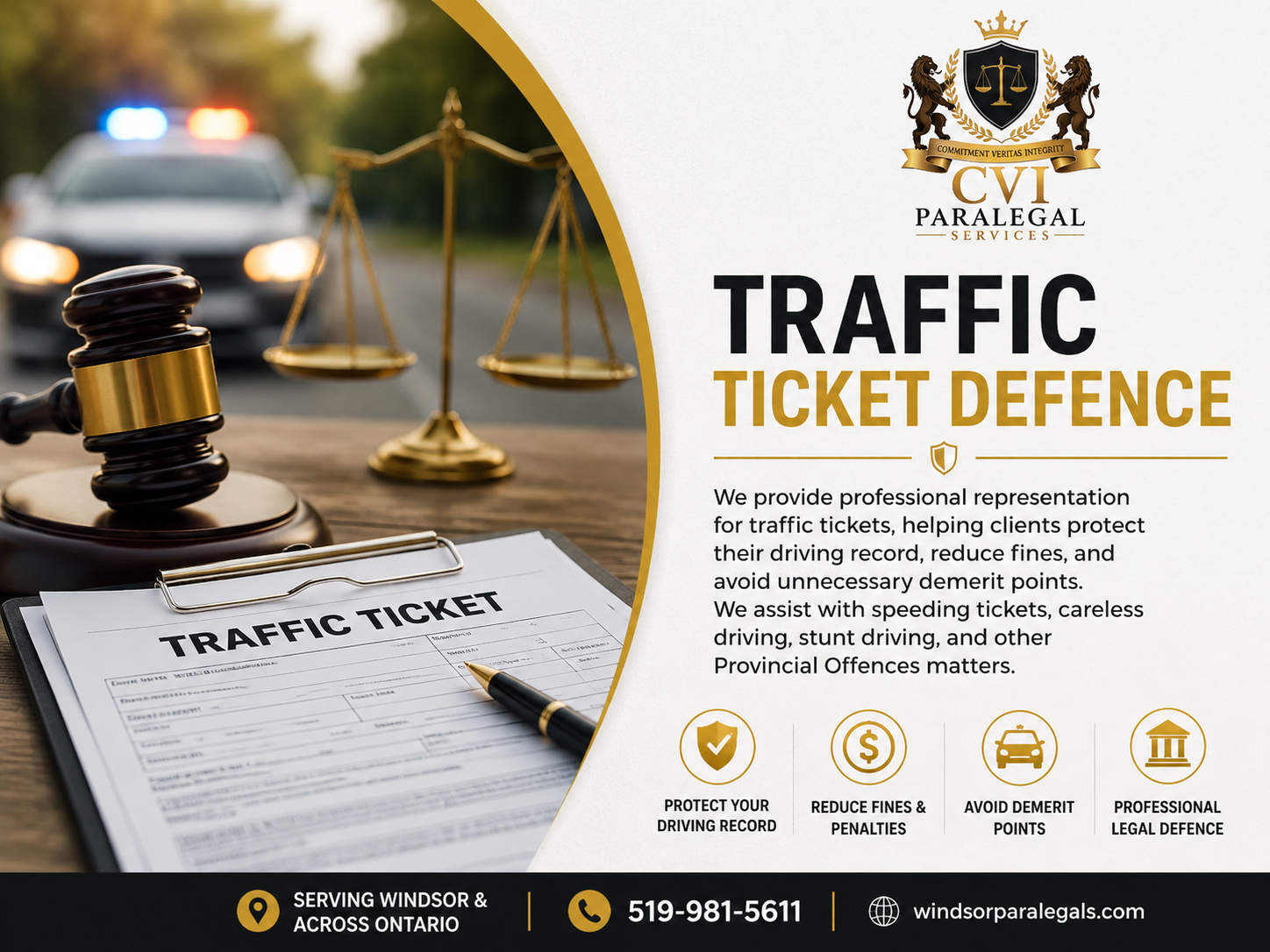 Traffic Ticket Defence Paralegal in Windsor, Ontario representing clients for speeding tickets, careless driving and Provincial Offences.